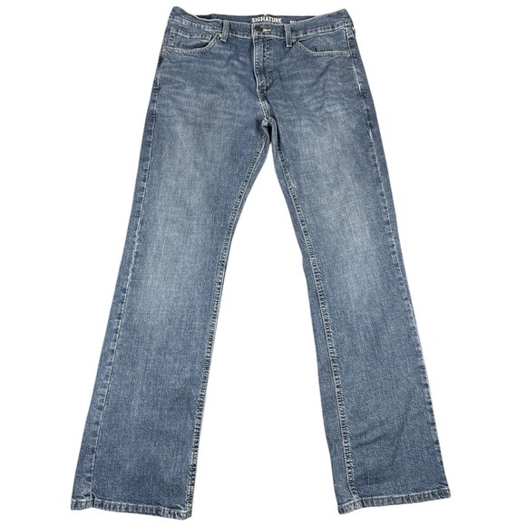 Levis Signature 34x32 Denim Blue Jeans Men's Zip Fly S59 Bootcut Straight - Picture 1 of 10